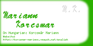 mariann korcsmar business card